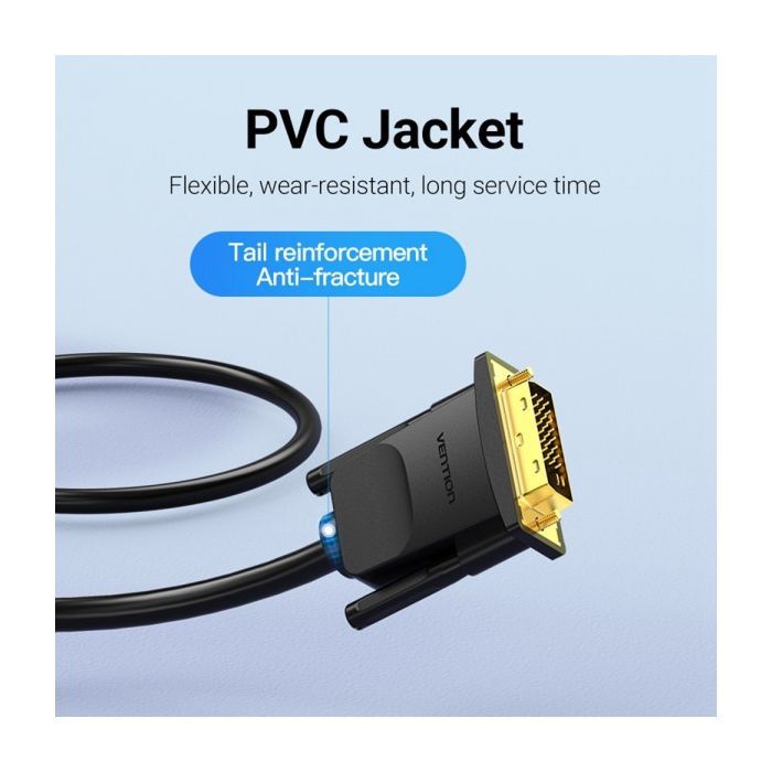 Кабель мультимедийный DVI M to VGA M 1.5m 24+1pin black Vention (EABBG) изображение 10
