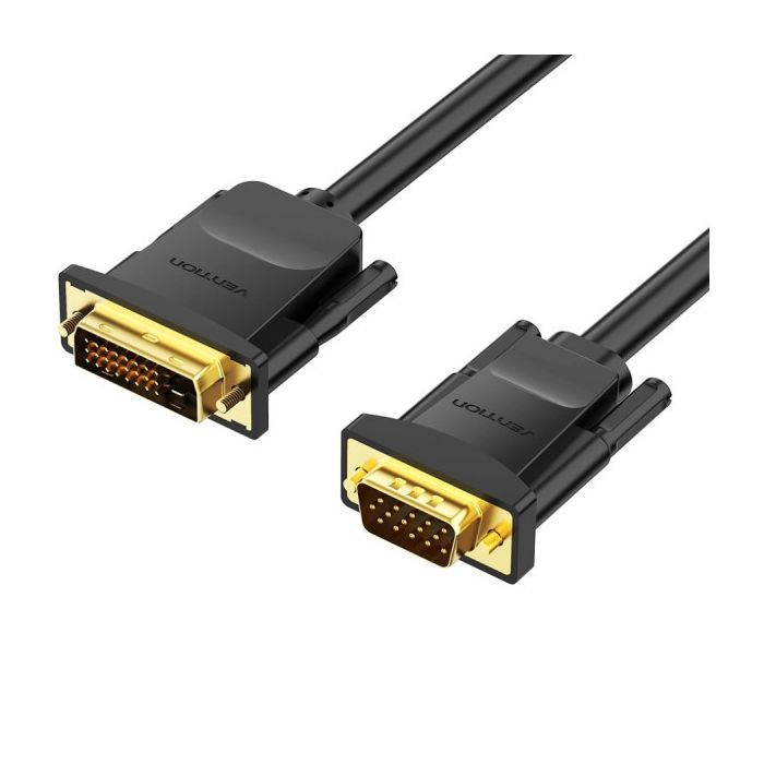 Кабель мультимедийный DVI M to VGA M 1.5m 24+1pin black Vention (EABBG)