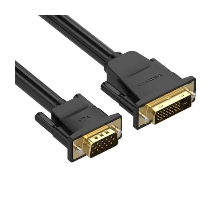 Кабель мультимедийный DVI M to VGA M 1.5m 24+1pin black Vention (EABBG) изображение 2