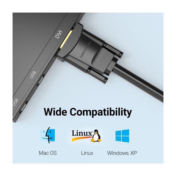 Кабель мультимедийный DVI M to VGA M 1.5m 24+1pin black Vention (EABBG) изображение 9