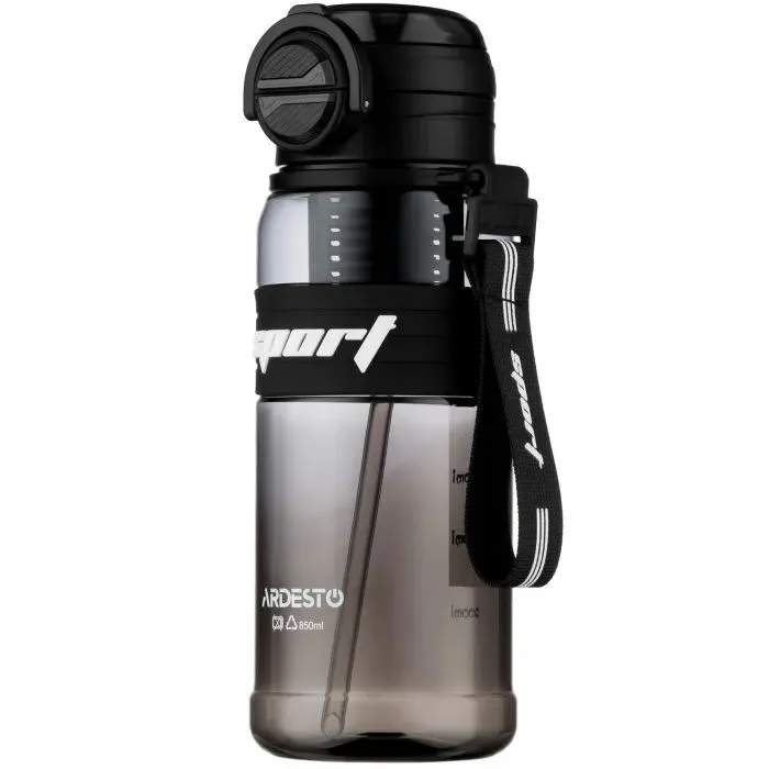 Пляшка для води Ardesto Urban 850мл, пластик, чорний (AR2285UB)