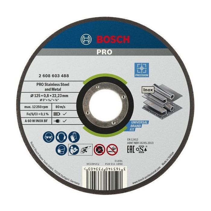 Круг отрезной Bosch Professional, для нержавеющей стали и металла, 125×0.8×22.23 mm (2.608.603.488)