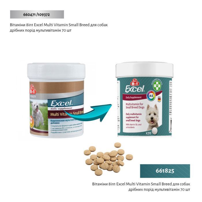 Витамины для собак 8in1 Excel Multi Vitamin Small Breed мультивитамин 70 шт (4048422183990) изображение 2