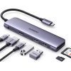 Концентратор Ugreen USB-C 7-in-1 2xUSB 3.0 + USB-C PD100W + HDMI 4K30Hz + SD/TF black (15214) изображение 2