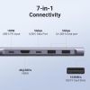 Концентратор Ugreen USB-C 7-in-1 2xUSB 3.0 + USB-C PD100W + HDMI 4K30Hz + SD/TF black (15214) изображение 3