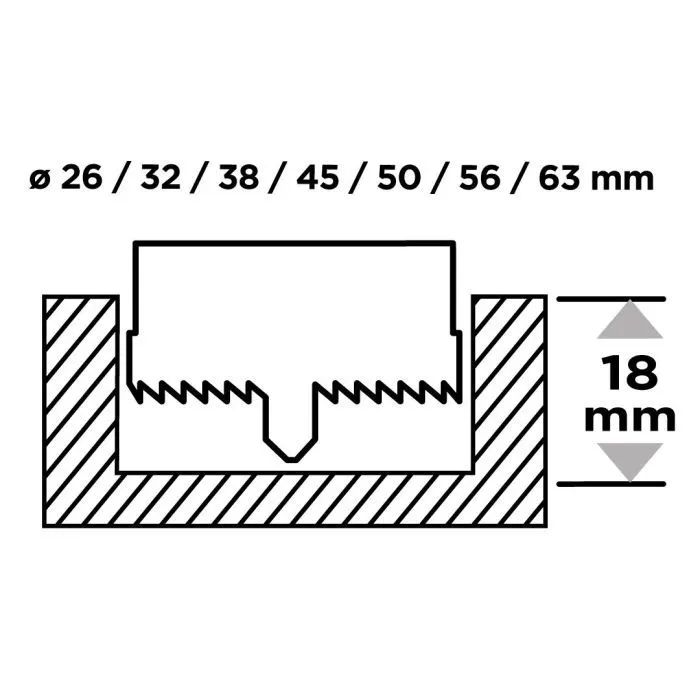 Коронка Graphite по дереву, 26,32,38,45,50,56,63мм, 7шт (56T749) изображение 2
