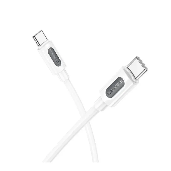Дата кабель USB-C to USB-C 1.0m 60W silicone BX114 Structure white BOROFONE (6941991116919) изображение 2