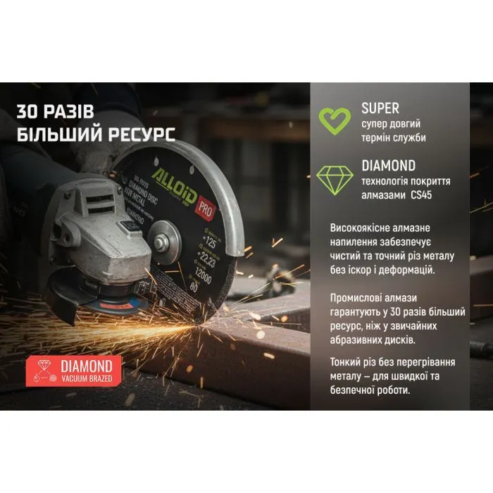 Круг відрізний Alloid Pro, алмазний, по металу, 125мм (DS-15125) зображення 7
