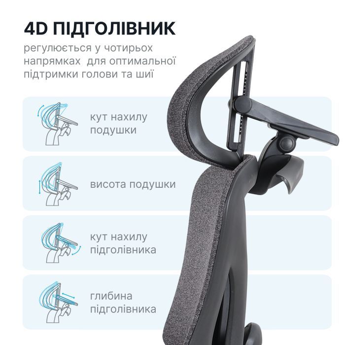 Офісне крісло OfficePro Jade OC970G Gray (OC970G) зображення 11