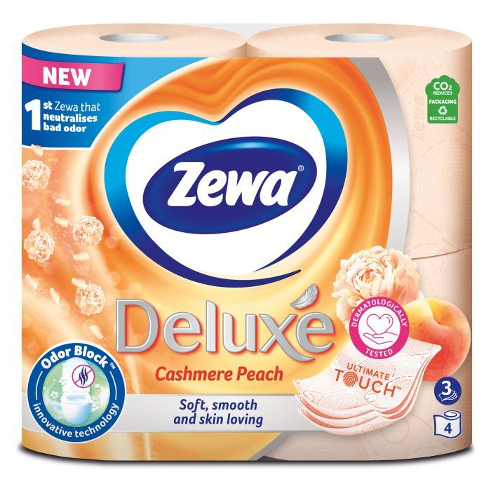 Туалетная бумага Zewa Deluxe Персик 3 слоя 12 рулонов (7322541396026)