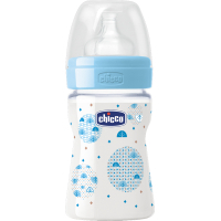 Бутылочка для кормления Chicco Well-Being 150 мл с силиконовой соской 0 мес+ для мальчиков (70730.01.04)