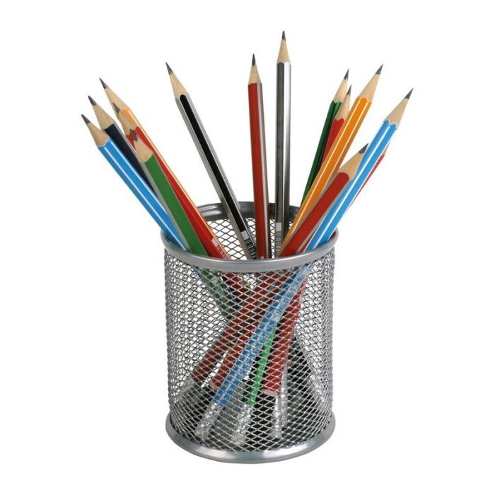 Підставка для ручок Axent round 80х80х100мм, wire mesh, silver (2110-03-A) зображення 2