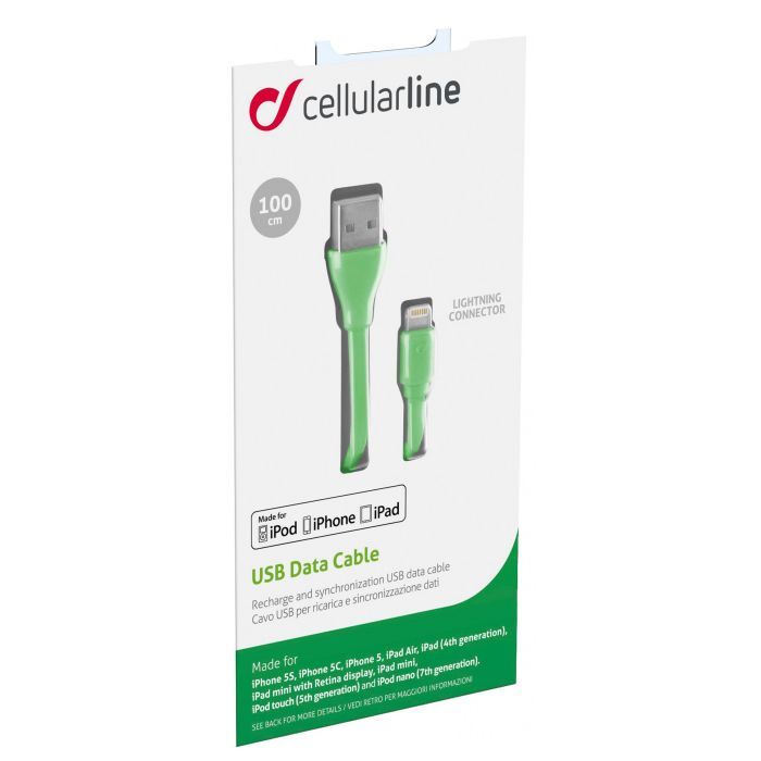 Дата кабель USB 2.0 AM to Lightning 1.0m pink Cellularline (USBDATACFLMFIIPH5P) изображение 3
