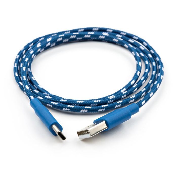 Дата кабель USB 2.0 AM to Type-C 2color nylon 1m blue Vinga (VCPDCTCNB31B) изображение 2