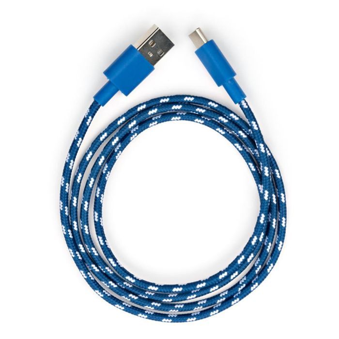 Дата кабель USB 2.0 AM to Type-C 2color nylon 1m blue Vinga (VCPDCTCNB31B) изображение 3