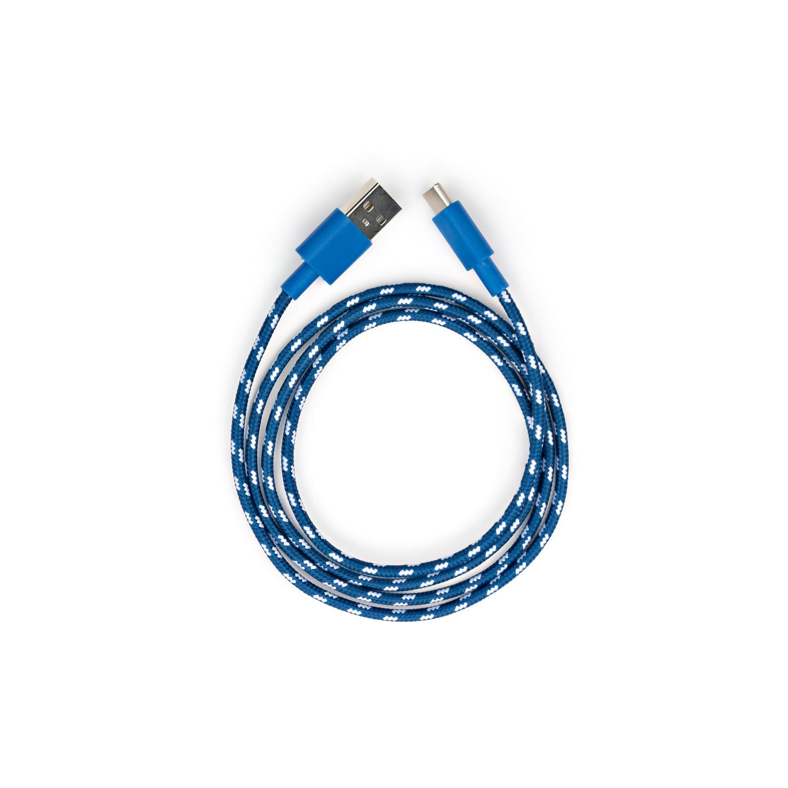 Дата кабель USB 2.0 AM to Type-C 2color nylon 1m blue Vinga (VCPDCTCNB31B) зображення 3