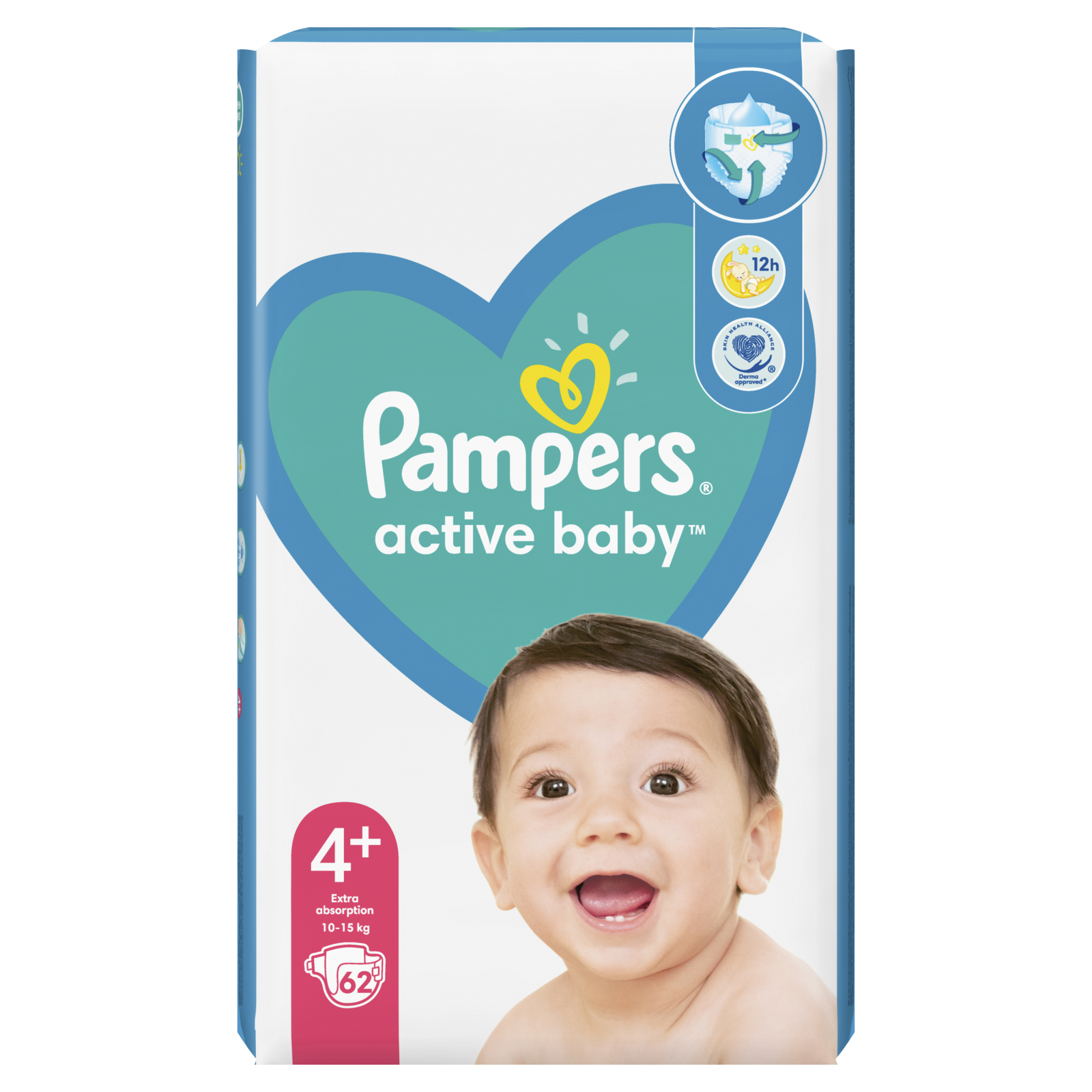 Підгузки Pampers Active Baby Maxi Plus Розмір 4+ (10-15 кг) 62 шт (8001090948335) зображення 2