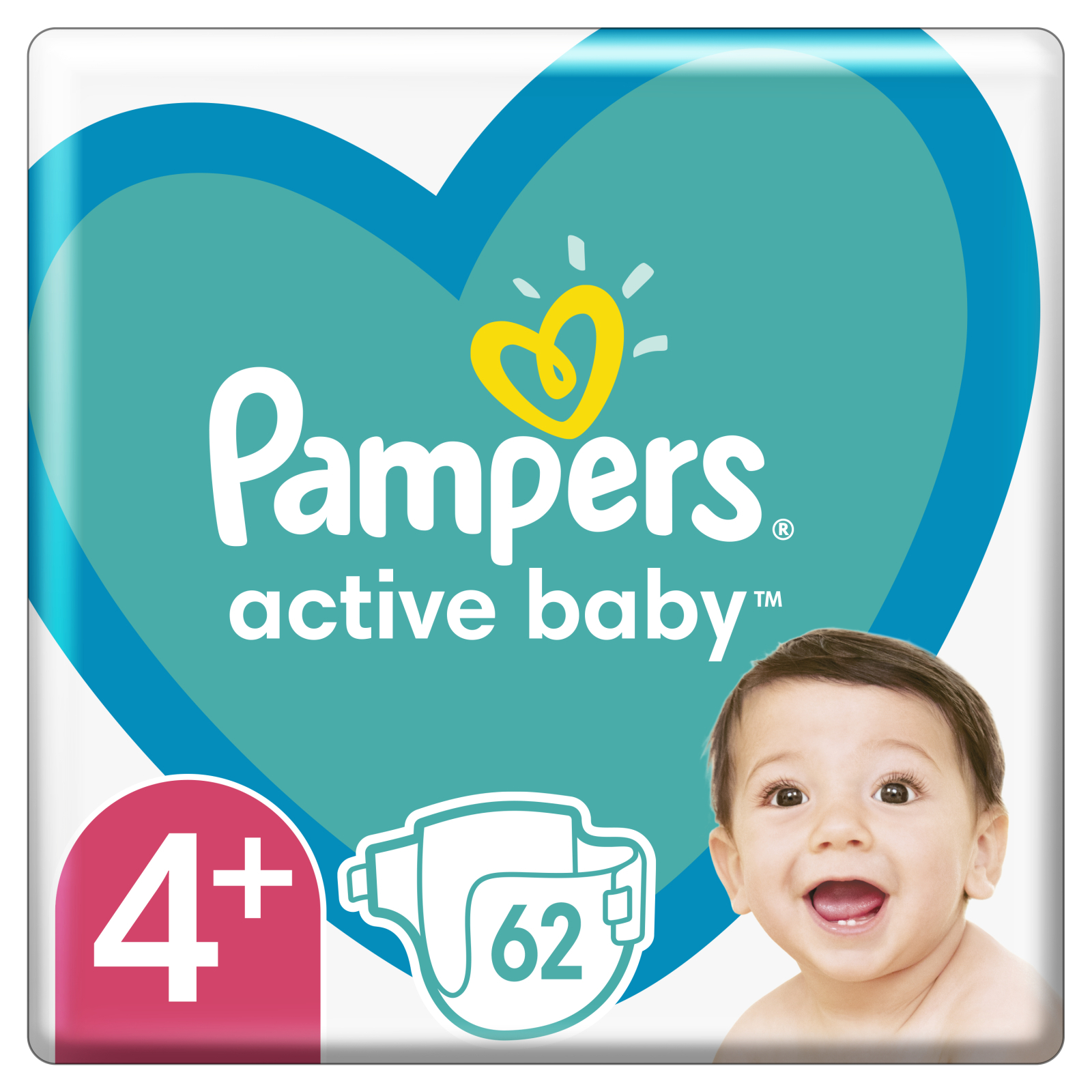 Підгузки Pampers Active Baby Maxi Plus Розмір 4+ (10-15 кг) 62 шт (8001090948335)