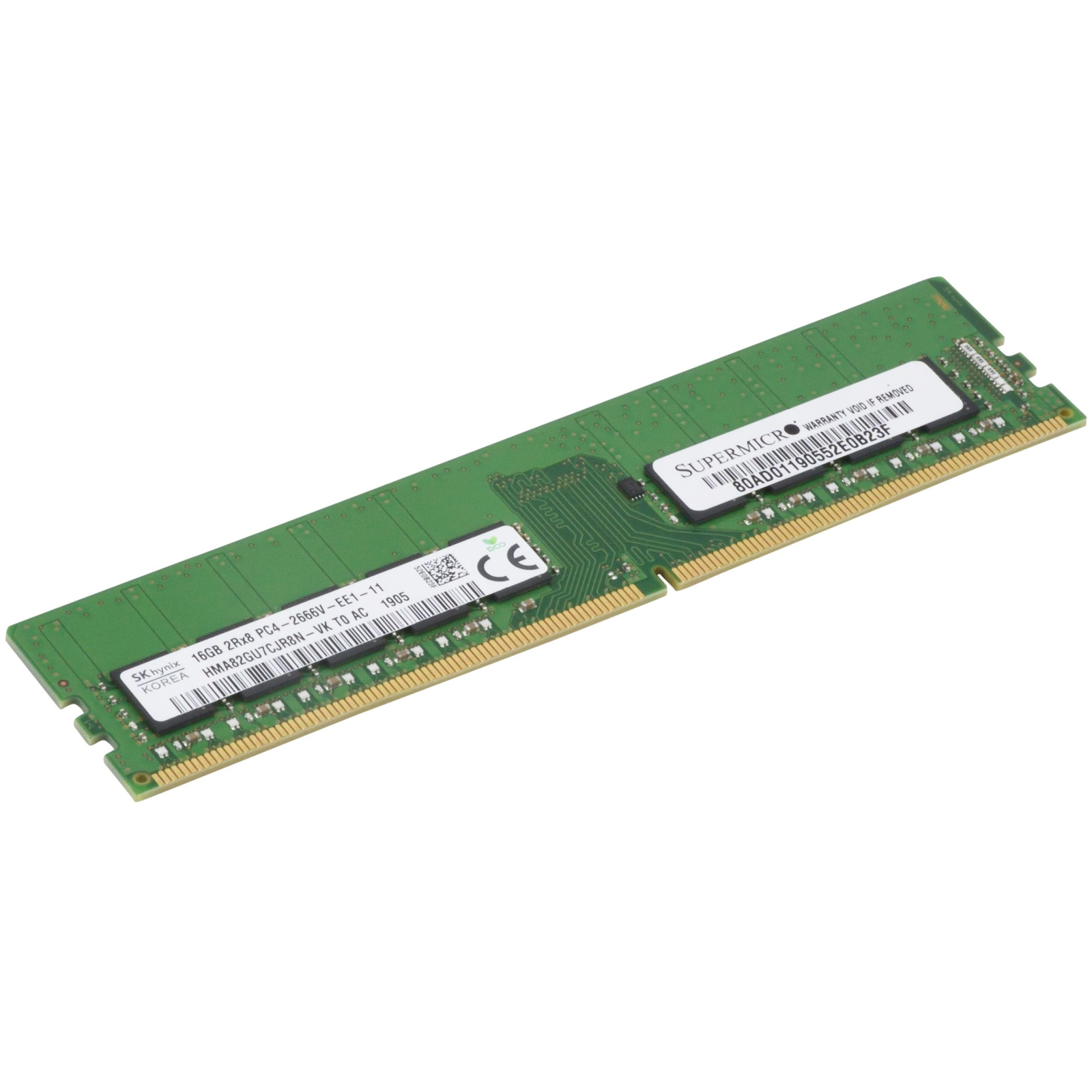 Модуль пам'яті для сервера DDR4 16GB ECC UDIMM 2666MHz 2Rx8 1.2V CL19 Supermicro (MEM-DR416L-HL01-EU26/HMA82GU7CJR8N-VK)