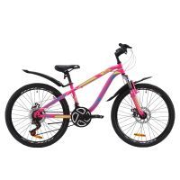 Велосипед Discovery 24" FLINT AM DD рама-13" St 2020 малиново-голубой с желтым (OPS-DIS-24-157)