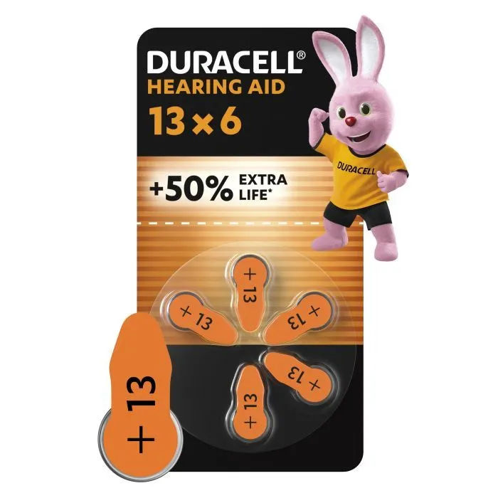 Батарейка Duracell для слуховых аппаратов размер 13, 6 шт. в упаковке (5004322)