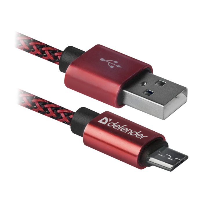Дата кабель USB 2.0 AM to Micro 5P 1.0m USB08-03T red Defender (87801)