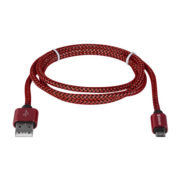 Дата кабель USB 2.0 AM to Micro 5P 1.0m USB08-03T red Defender (87801) изображение 2