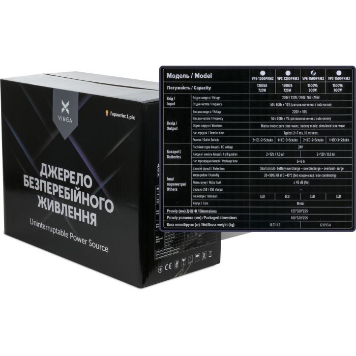 Источник бесперебойного питания Vinga LED 1500VA ( VPE-1500PRM2 ) (VPE-1500PRM2) изображение 6