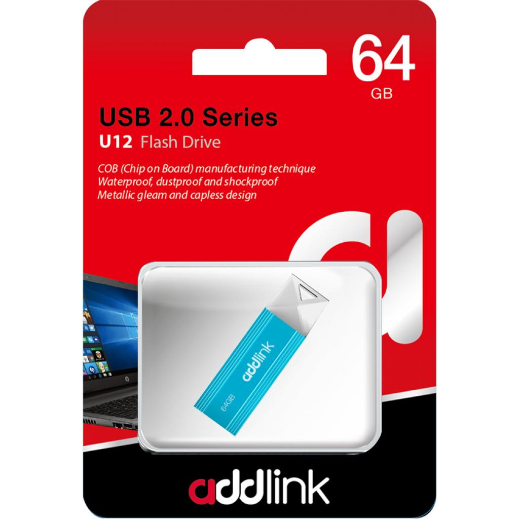 USB флеш накопичувач AddLink 64GB U12 Aqua USB 2.0 (ad64GBU12A2) зображення 2