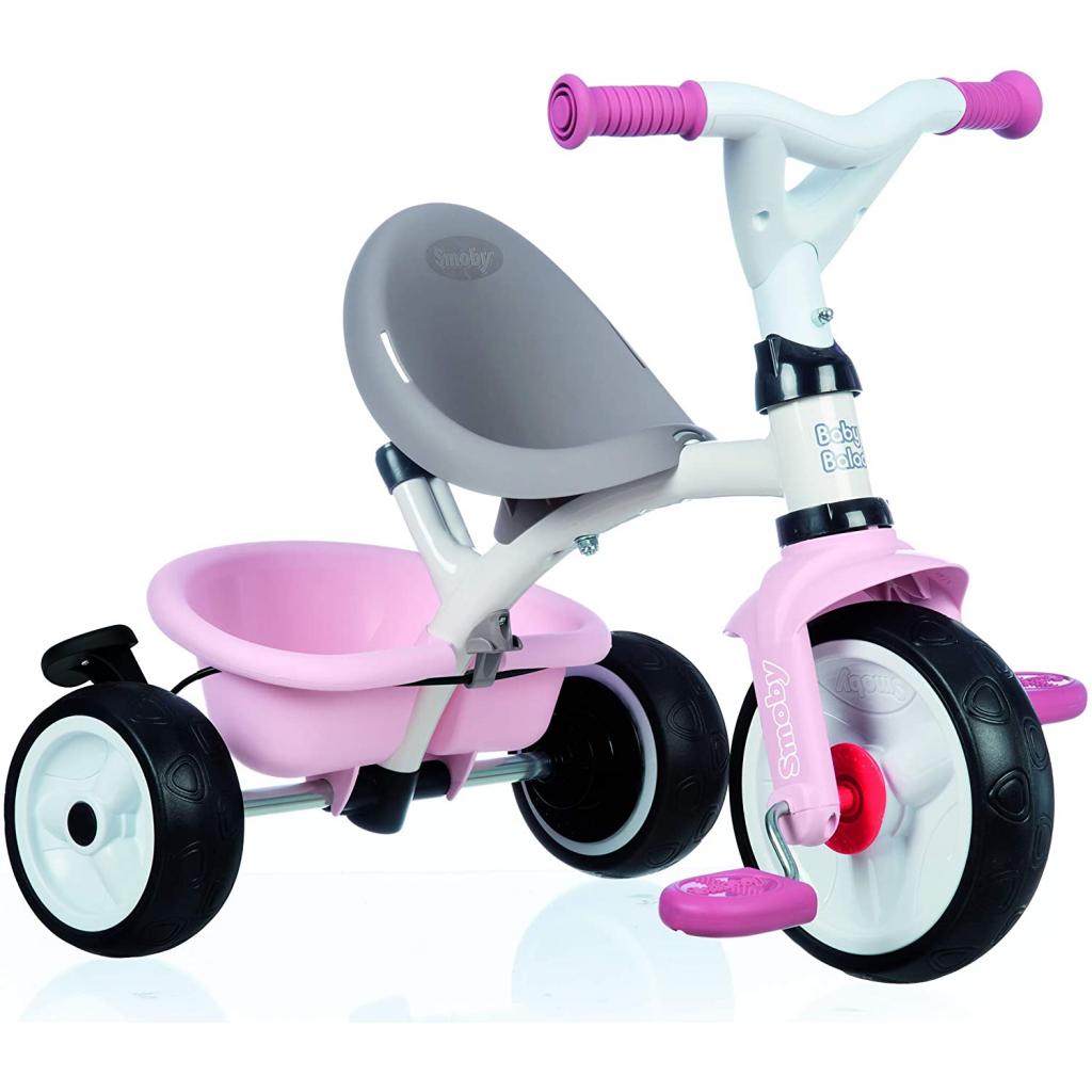 Детский велосипед Smoby с козырьком, багажником и сумкой Розово-серый (741401) изображение 2