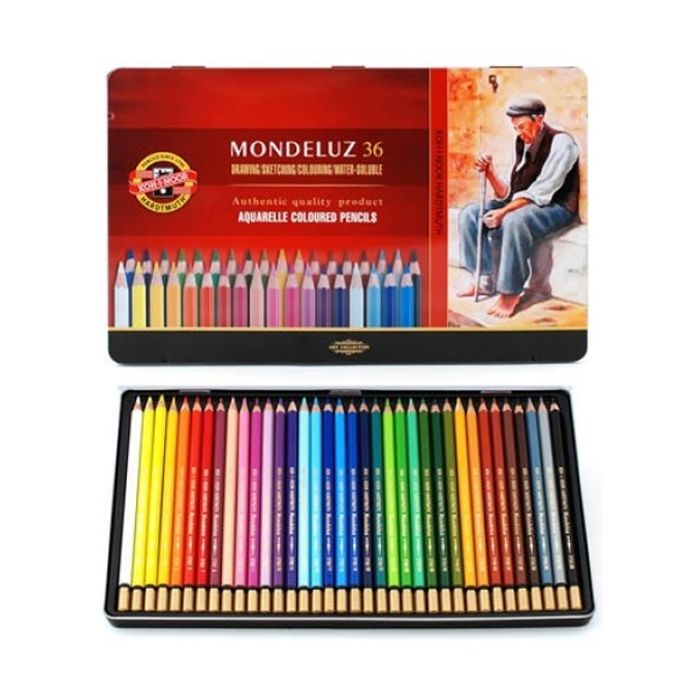 Карандаши цветные Koh-i-Noor Mondeluz акварел. мет. пенал 36 цветов (3725)
