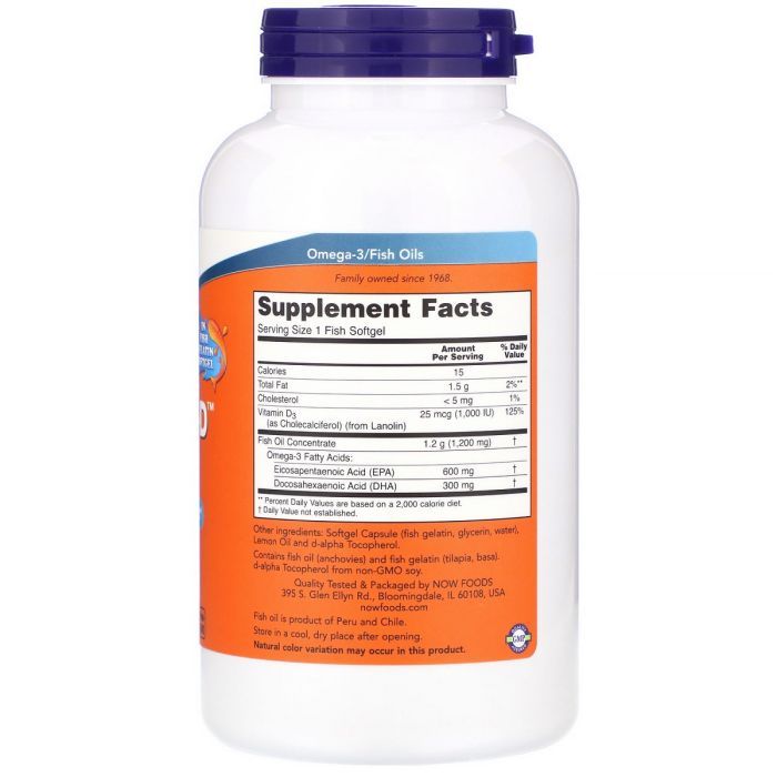 Жирные кислоты Now Foods Ультра Омега 3 и Витамин D, Ultra Omega 3-D, 180 Гелевых Кап (NOW-01664) изображение 2