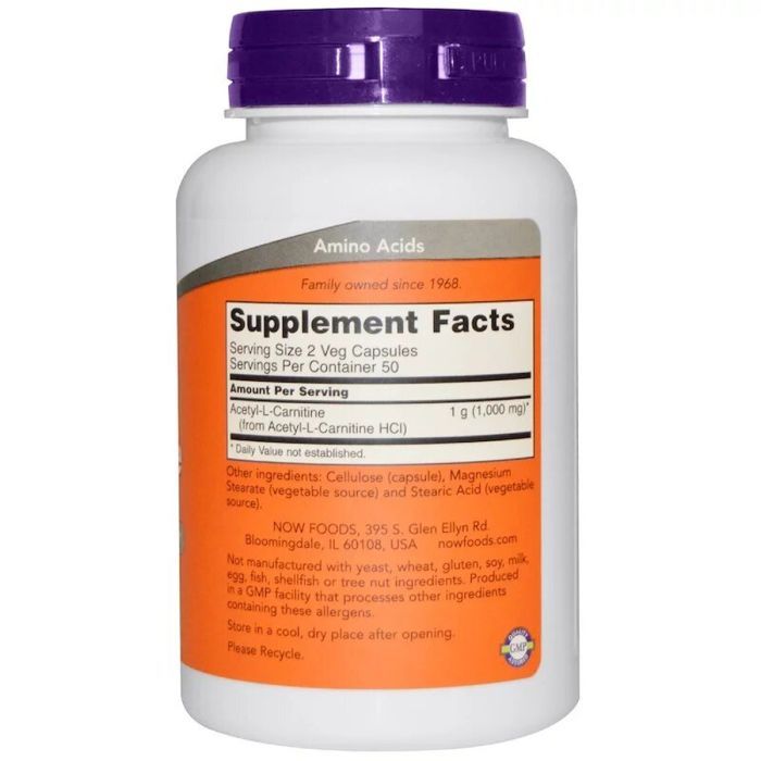 Аминокислота Now Foods Ацетил-L Карнитин, Acetyl-L Carnitine, 500 мг, 100 капсул (NF0076) изображение 2