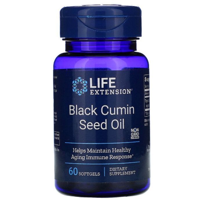 Травы Life Extension Масло семян черного тмина, Black Cumin Seed Oil, 60 капсул (LEX-17096)