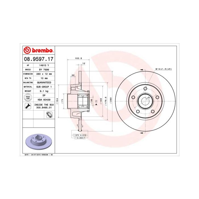 Тормозной диск Brembo 08.9597.17