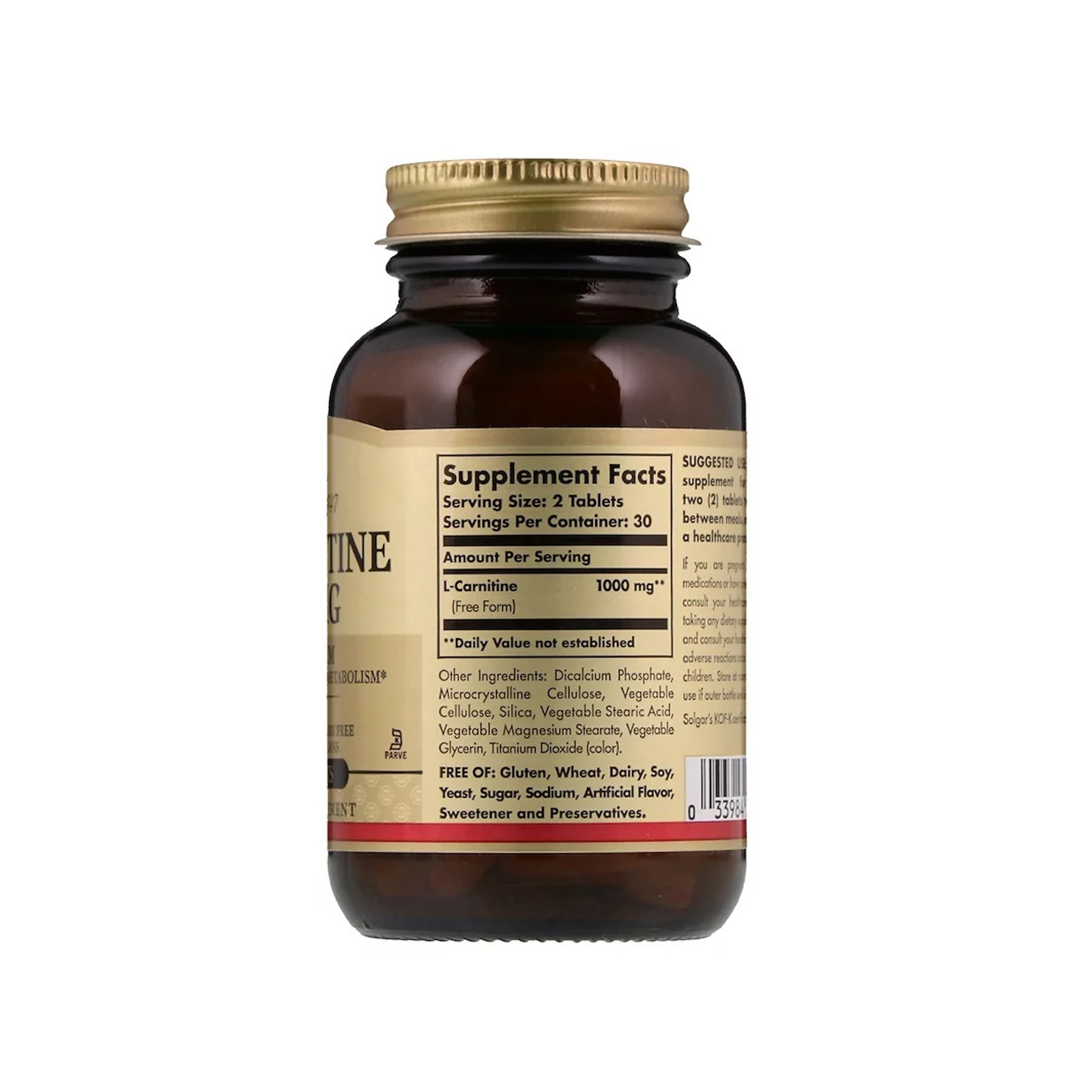 Аминокислота Solgar L-Карнітин, 500 мг, L-Карнітин, 60 таблеток (SOL-00571) изображение 2