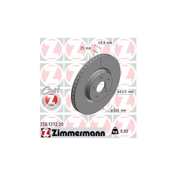 Гальмівний диск ZIMMERMANN 250.1372.20