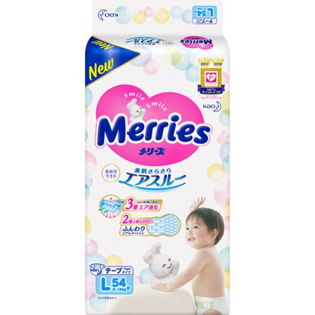 Подгузники Merries для детей L 9-14 кг 54 шт (538786)