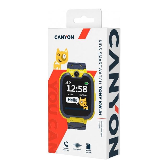 Смарт-годинник Canyon CNE-KW31YB Kids smartwatch Tony, Yellow-Grey (CNE-KW31YB) зображення 4