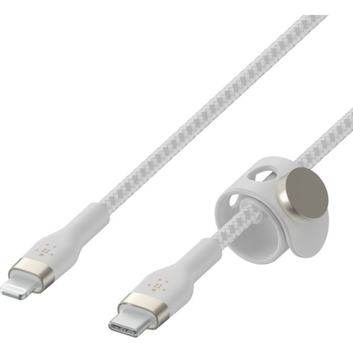Дата кабель USB-C to Lightning 1.0m BRAIDED SILICONE white Belkin (CAA011BT1MWH) изображение 3