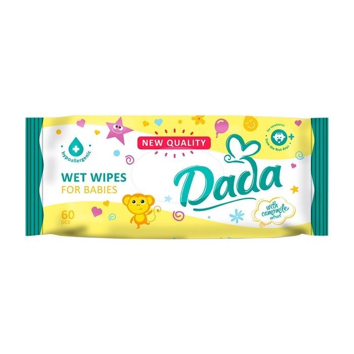Детские влажные салфетки Dada с экстрактом ромашки, 60 шт (4820174980382)