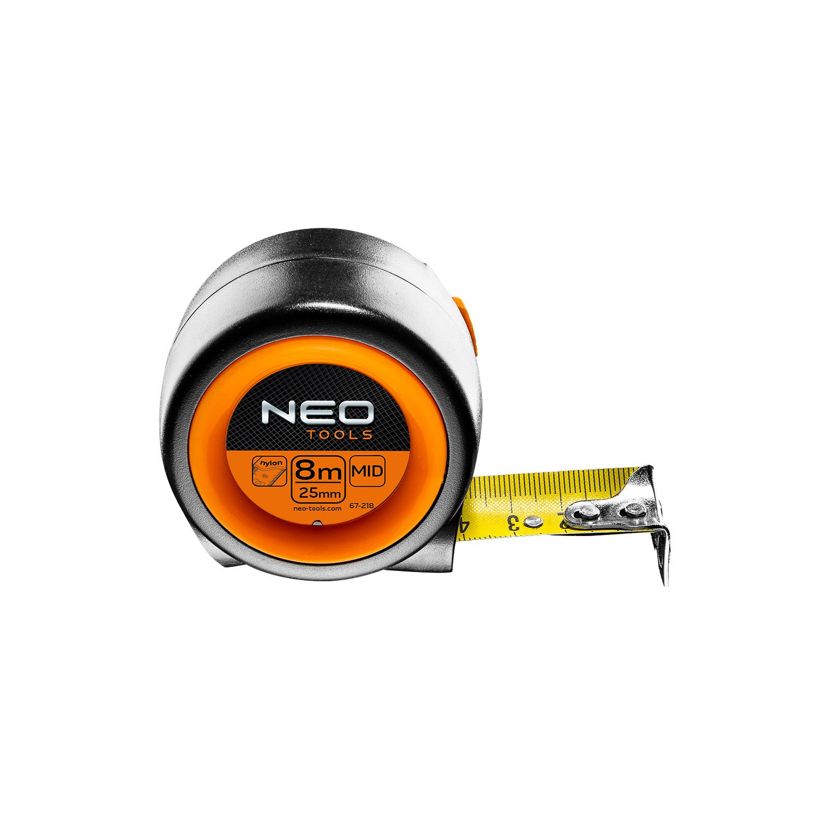 Рулетка Neo Tools компактна, сталева стрічка, 8 м x 25 мм, з фіксатором selflo (67-218)