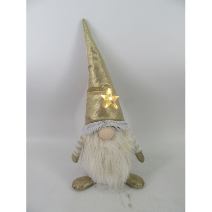 Новогодняя фигурка Novogod`ko Гном в золотом колпаке, 44 см, LED звезда. (974623)
