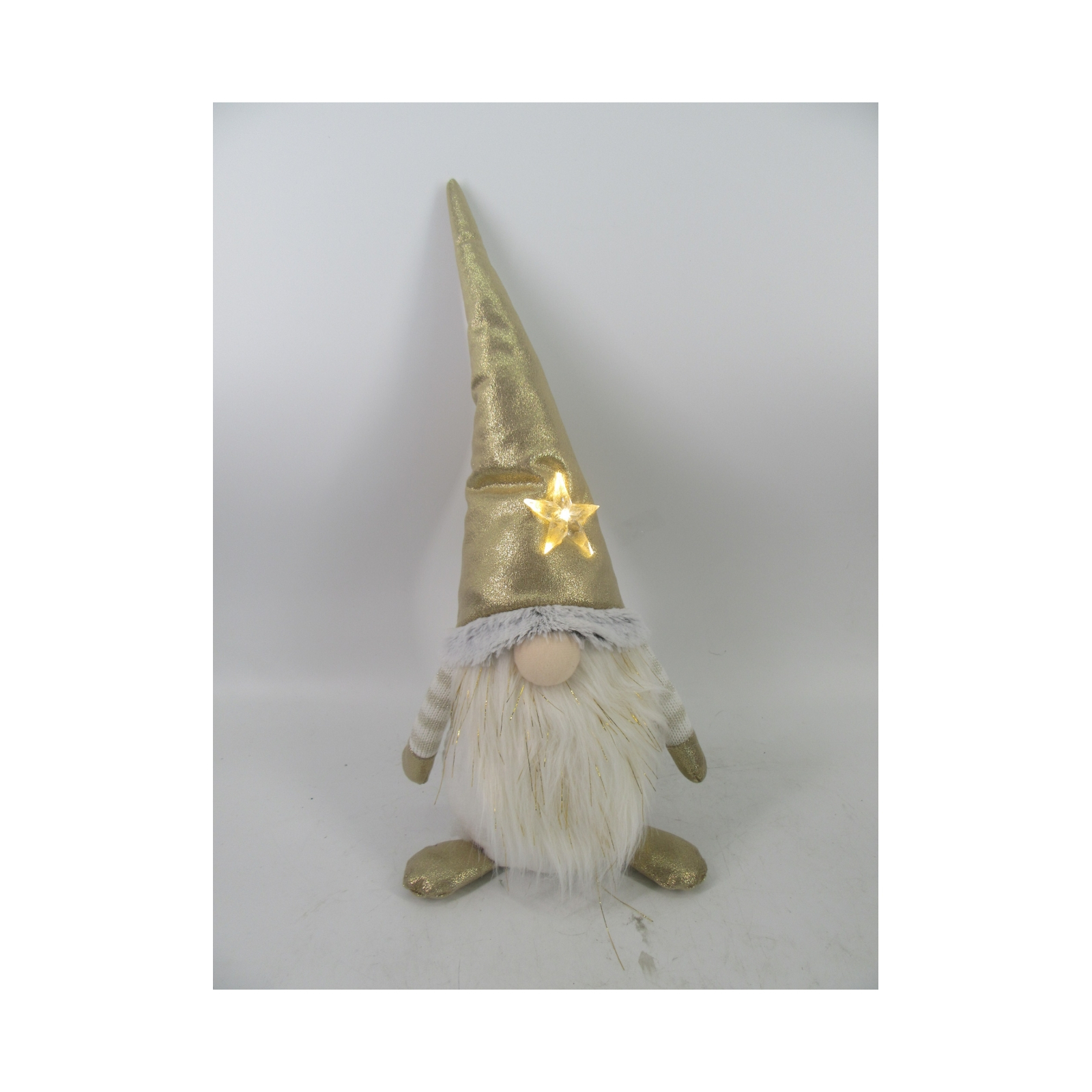 Новогодняя фигурка Novogod`ko Гном в золотом колпаке, 44 см, LED звезда. (974623)