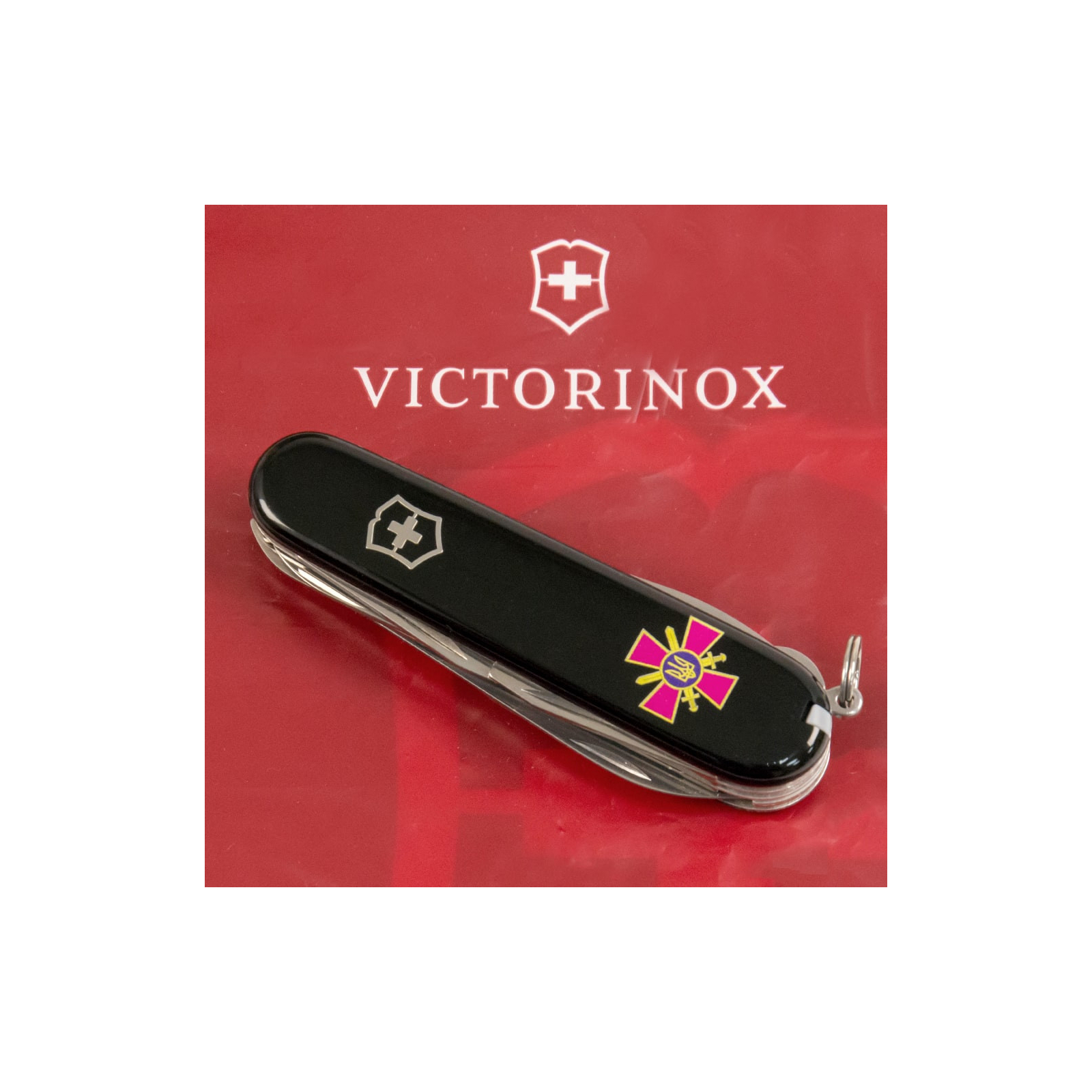 Нож Victorinox Huntsman Army Black "Емблема СВ ЗСУ" (1.3713.3_W0020u) изображение 2