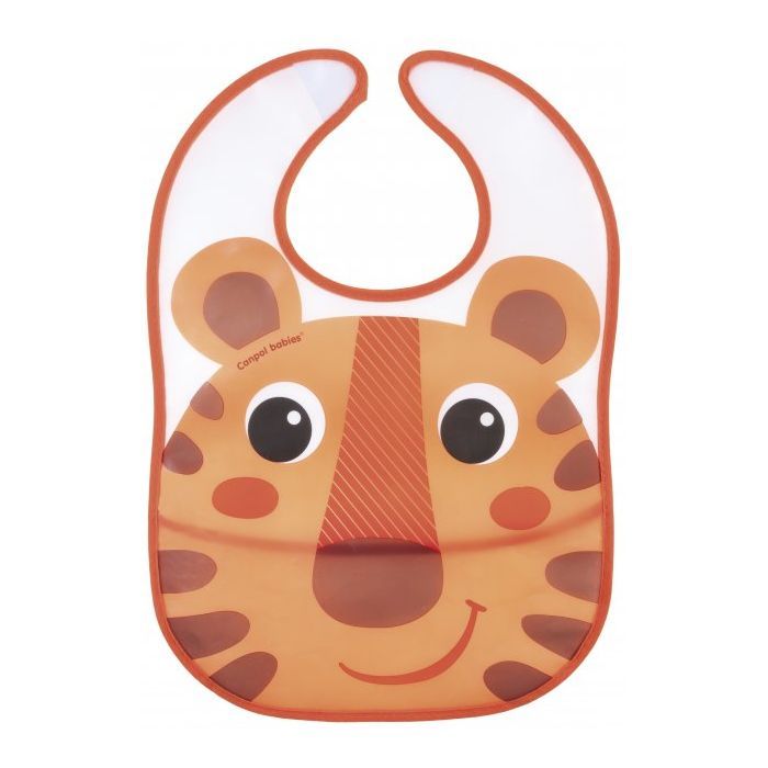 Слинявчик Canpol babies Hello Little пластмасовий з кишенькою Жовтогарячий (9/232_ora)