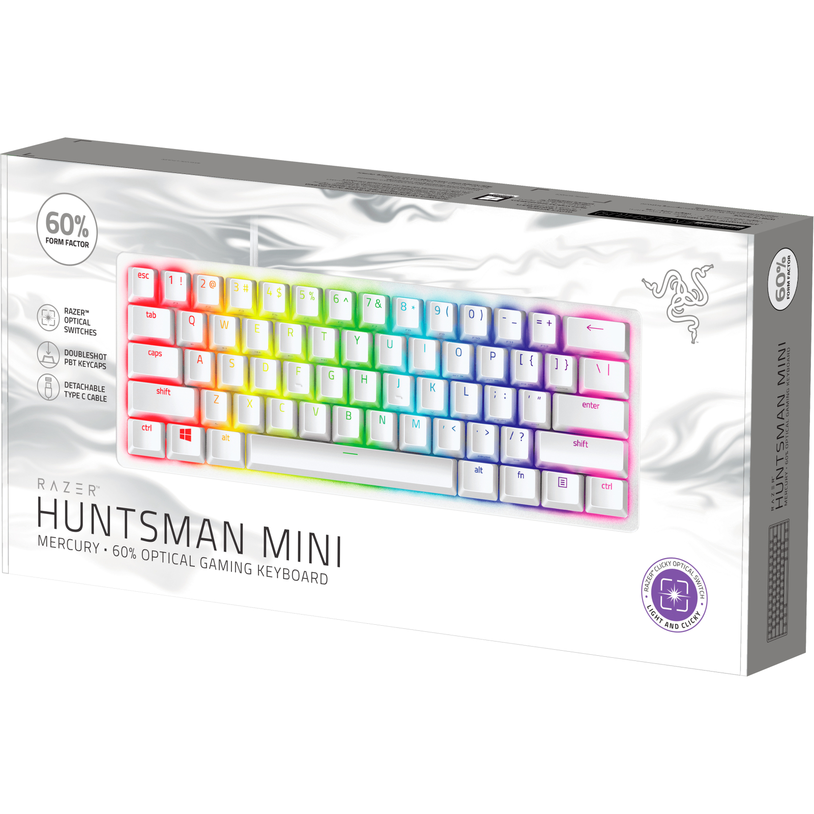 Клавіатура Razer Huntsman mini Mercury Red Switch USB RU White (RZ03-03392200-R3R1) зображення 6