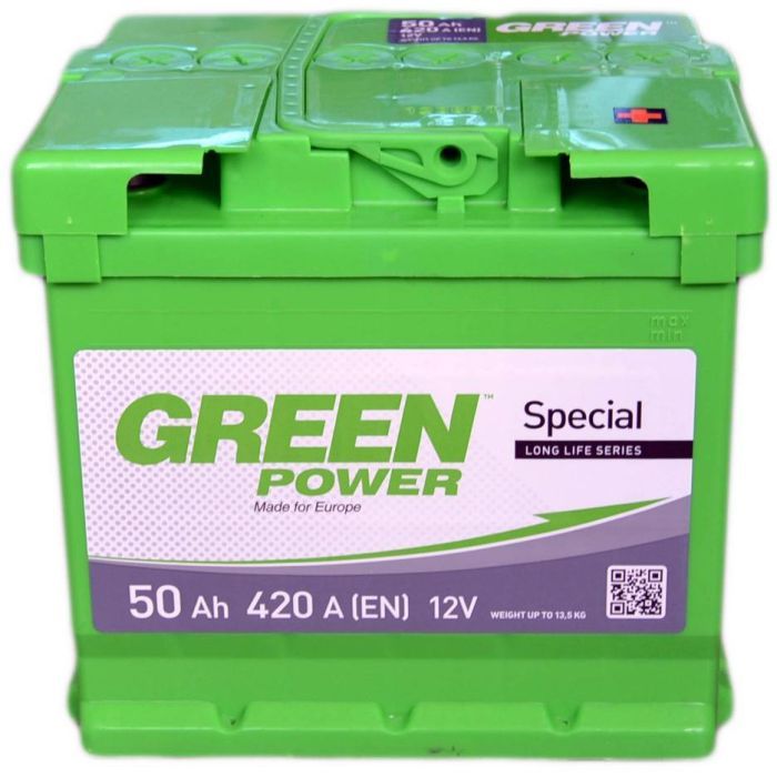 Аккумулятор автомобильный GREEN POWER Standart 50Ah Ев (-/+) (420EN) (22355)