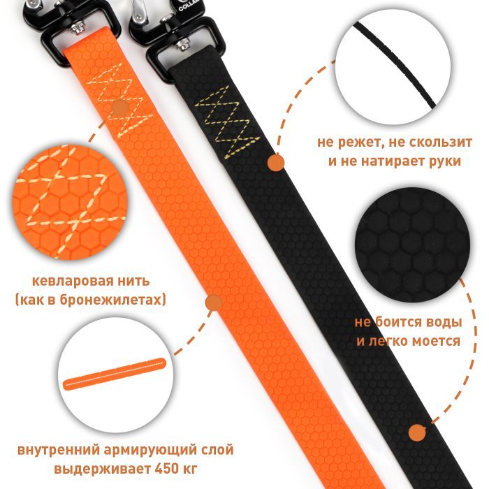Поводок для собак Evolutor 300 см 25 мм оранжевый (42134) изображение 6