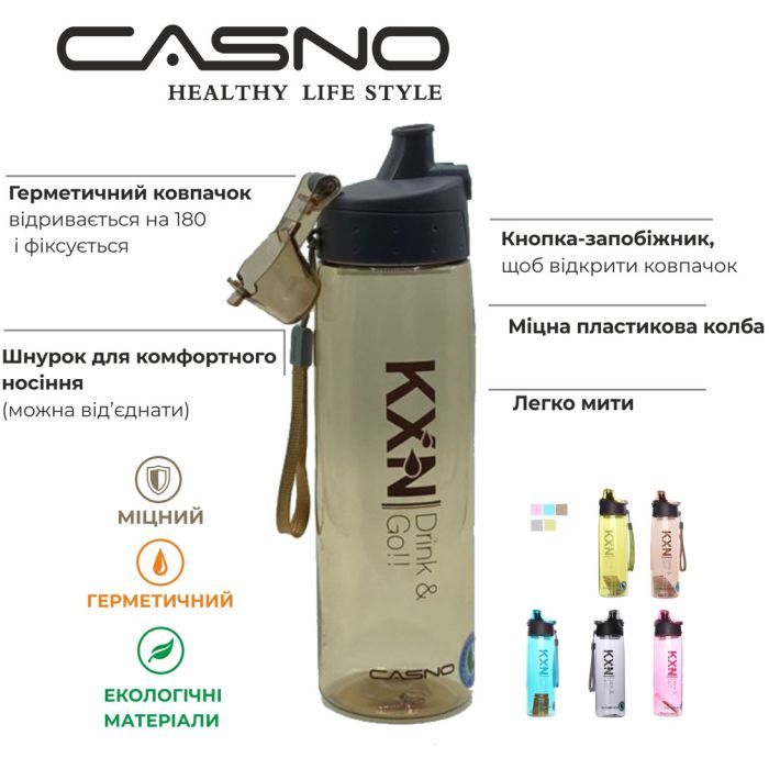 Бутылка для воды Casno 780 мл KXN-1180 Блакитна (KXN-1180_Blue) изображение 7